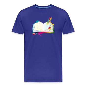 journal hétéroclite avec plume et blobs - T-shirt bio Premium Homme - bleu roi - Devant - Damien (186cm)