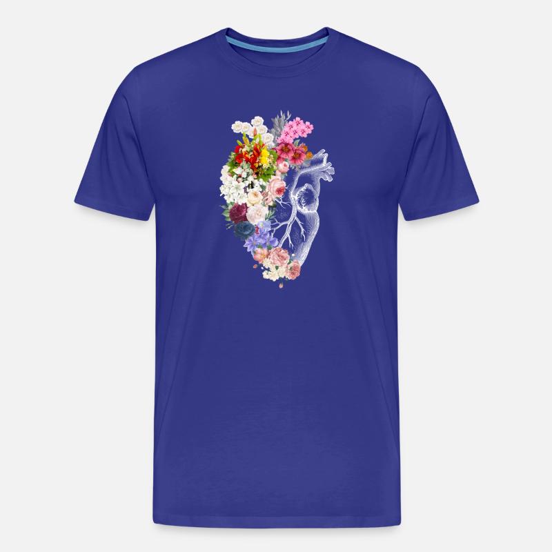 Florales anatomisches Herz - Männer Premium Bio T-Shirt - Königsblau