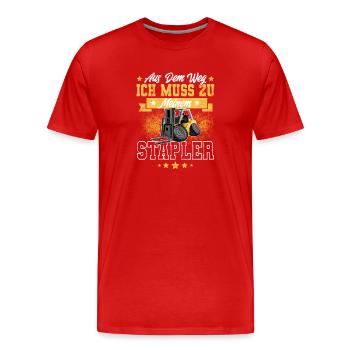 Staplerfahrer Gabelstapler Lagerist - Männer Premium Bio T-Shirt - Rot - Vorne - Damien (186cm)