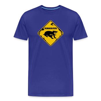 Diable de Tasmanie panneau de signalisation  - T-shirt bio Premium Homme - bleu roi - Devant - Damien (186cm)