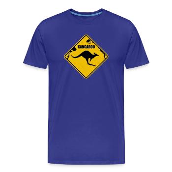Kangourou panneau de signalisation jaune - T-shirt bio Premium Homme - bleu roi - Devant - Damien (186cm)