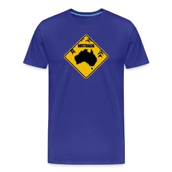 Carte Australie panneau de signalisation jaune - T-shirt bio Premium Homme - bleu roi - Devant - Damien (186cm)