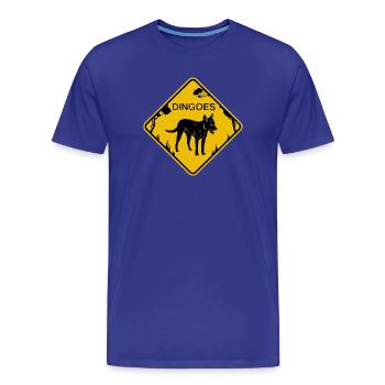 Dingo panneau de signalisation jaune - T-shirt bio Premium Homme - bleu roi - Devant - Damien (186cm)