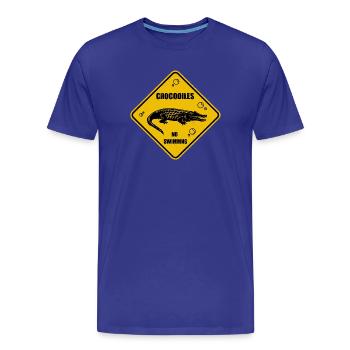 Crocodile panneau de signalisation jaune - T-shirt bio Premium Homme - bleu roi - Devant - Damien (186cm)
