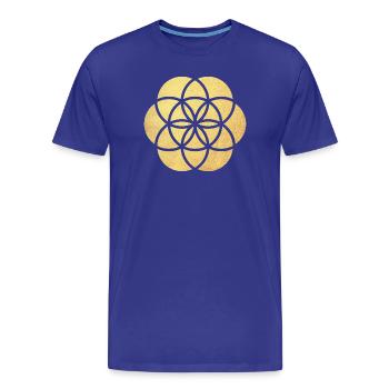 Gold Yoga Flower od Life Flower of Life namaste - Men's Premium Organic T-Shirt - royal blue - Front - Damien (186cm)