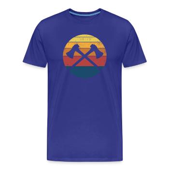 Lancer de hache Lancer de hache Lancer de hache Rétro - T-shirt bio Premium Homme - bleu roi - Devant - Damien (186cm)