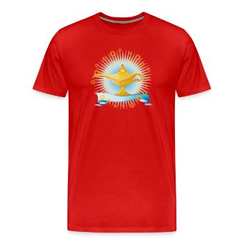 strahlende goldene orientalische Wunderlampe - Männer Premium Bio T-Shirt - Rot - Vorne - Damien (186cm)