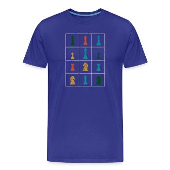 Pièces d’échiquier d’échiquier - T-shirt bio Premium Homme - bleu roi - Devant - Damien (186cm)