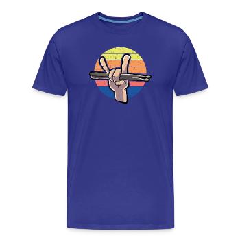 Drumstick Drummer Vintage - Men's Premium Organic T-Shirt - royal blue - Front - Damien (186cm)