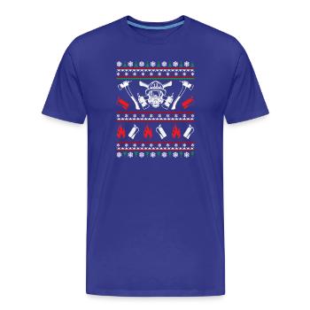 Feuerwehr Ugly Christmas - Männer Premium Bio T-Shirt - Königsblau - Vorne - Damien (186cm)