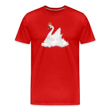 dreamlike swan in the clouds with a crown - Men's Premium Organic T-Shirt - red - Front - Damien (186cm)