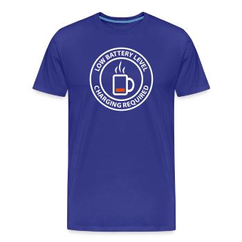 Kaffeetasse Akku aufladen Ladebalken Kaffeetrinker - Männer Premium Bio T-Shirt - Königsblau - Vorne - Damien (186cm)