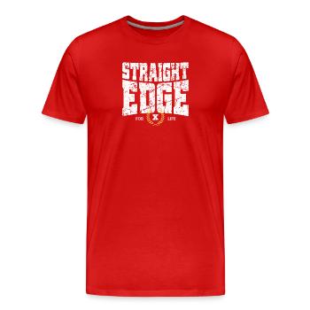 Straight Edge Schriftzug Für Straight Edger Life - Männer Premium Bio T-Shirt - Rot - Vorne - Damien (186cm)