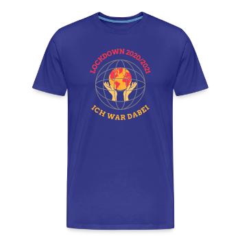 Lockdown 2020/21 – Globe and hands - Men's Premium Organic T-Shirt - royal blue - Front - Damien (186cm)