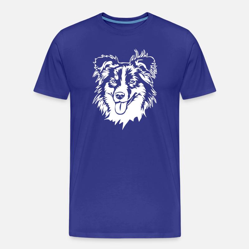 Australian Shepherd Kopf "Black Edition" - Männer Premium Bio T-Shirt - Königsblau