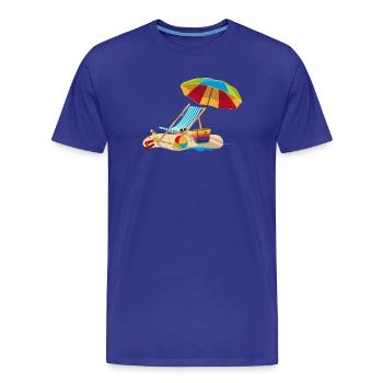 Chaise longue sur la plage - Détente en vacances - T-shirt bio Premium Homme - bleu roi - Devant - Damien (186cm)