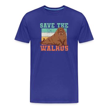 Walrus Conservation Vintage - Men's Premium Organic T-Shirt - royal blue - Front - Damien (186cm)