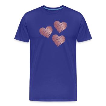Coups de pinceau en forme de cœur rose or - T-shirt bio Premium Homme - bleu roi - Devant - Damien (186cm)
