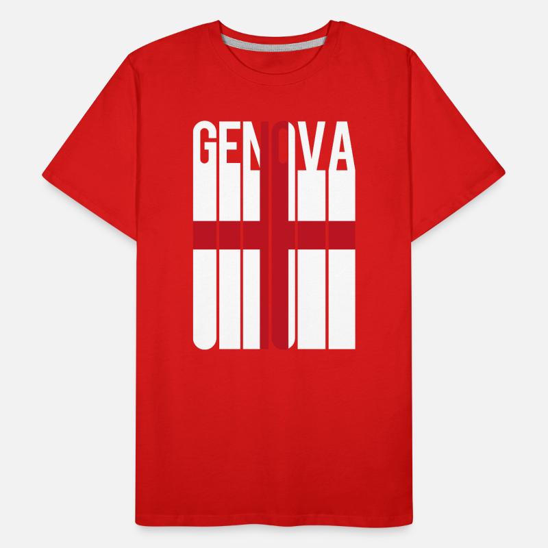 drapeau de Gênes Gênes Genes Génova T-shirt bio Premium Homme
