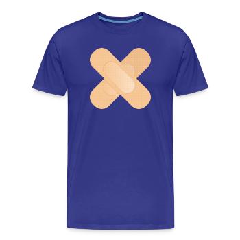 crossed sticking plaster as a design element - Men's Premium Organic T-Shirt - royal blue - Front - Damien (186cm)
