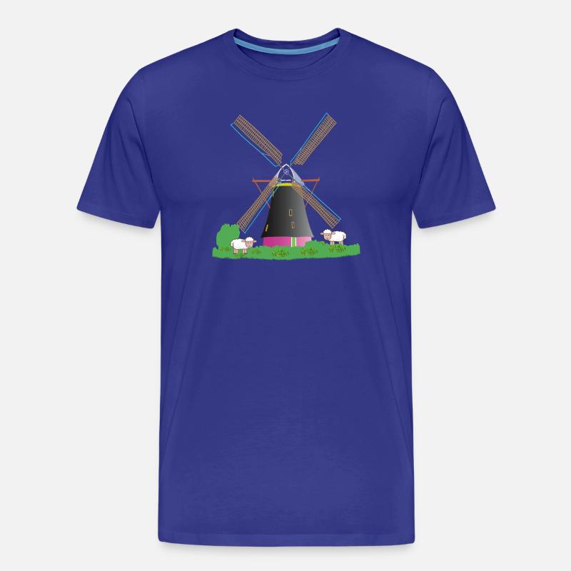 Windmühle mit Schafen - Männer Premium Bio T-Shirt - Königsblau