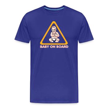Warnschild Baby on Board mit Baby Illustration - Männer Premium Bio T-Shirt - Königsblau - Vorne - Damien (186cm)