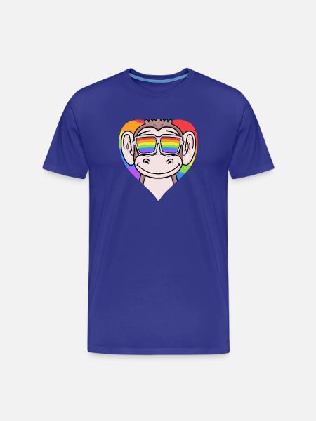 LGBT Heart with Monkey Rainbow - Men's Premium Organic T-Shirt - royal blue