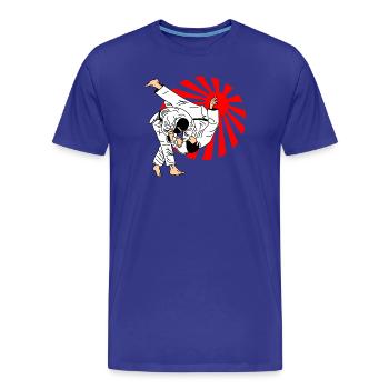 Lancer de judo avec le rayonnement du soleil japonais - T-shirt bio Premium Homme - bleu roi - Devant - Damien (186cm)