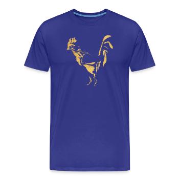 Coq - Encre / Or - T-shirt bio Premium Homme - bleu roi - Devant - Damien (186cm)
