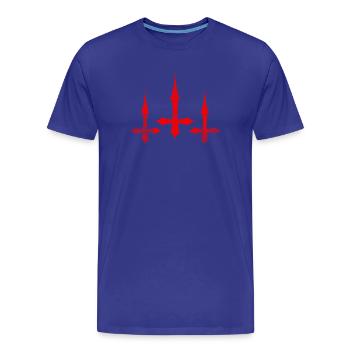 Triple croix inversée - T-shirt bio Premium Homme - bleu roi - Devant - Damien (186cm)