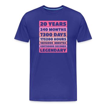 20 Years Legendary - Anniversary, Anniversary, Company - Men's Premium Organic T-Shirt - royal blue - Front - Damien (186cm)