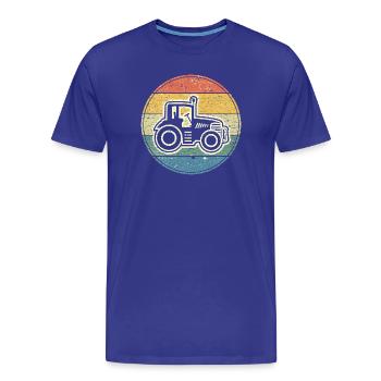 Vintage tractor for farmers and farmers - Men's Premium Organic T-Shirt - royal blue - Front - Damien (186cm)