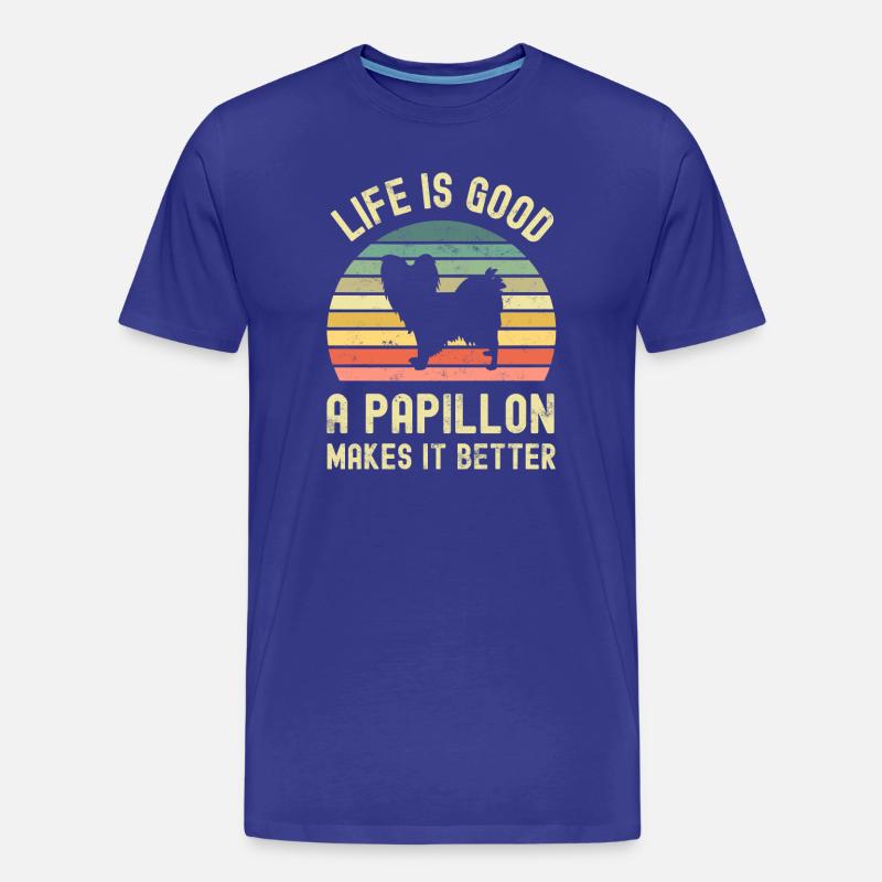 Hund Papillon - Männer Premium Bio T-Shirt - Königsblau