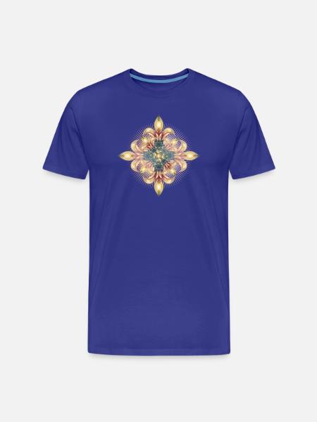 impressive cross of stylized lilies - Men's Premium Organic T-Shirt - royal blue