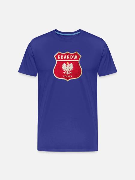 Krakow Poland Coat of Arms Flags Design - Men's Premium Organic T-Shirt - royal blue