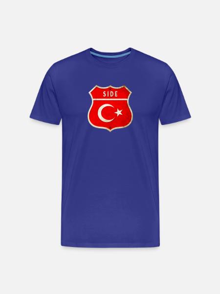 Side Turkey flag coat of arms - Men's Premium Organic T-Shirt - royal blue