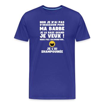 Non je n'ai pas d'Obsession pour ma Barbe - Humour - T-shirt bio Premium Homme - bleu roi - Devant - Damien (186cm)