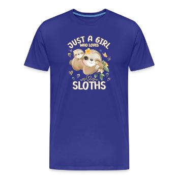 Sloth Baby Foul Just A Girl Who Loves Sloths - Men's Premium Organic T-Shirt - royal blue - Front - Damien (186cm)