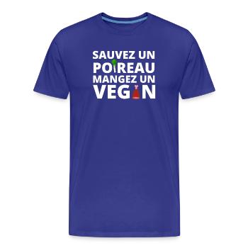 végan, végan humour, végétarien - T-shirt bio Premium Homme - bleu roi - Devant - Damien (186cm)