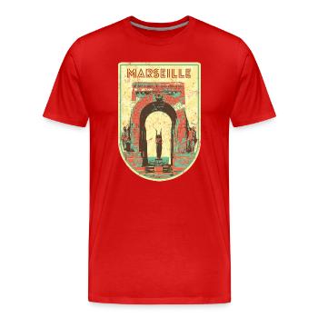 Retro-Abzeichen, Marseille Frankreich ist meine Heimatstadt - Männer Premium Bio T-Shirt - Rot - Vorne - Damien (186cm)