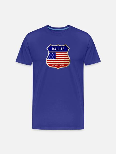 Dallas ÉTATS-UNIS Armoiries Drapeaux - T-shirt bio Premium Homme - bleu roi