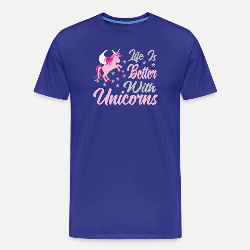 Leben ist besser mit Einhörnern - Männer Premium Bio T-Shirt - Königsblau