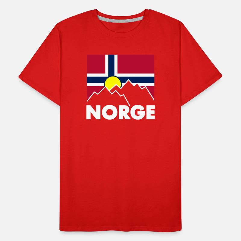Drapeau de la Norvège avec des montagnes T-shirt bio Premium Homme