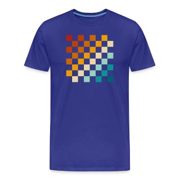 Échiquier rétro - T-shirt bio Premium Homme - bleu roi - Devant - Damien (186cm)