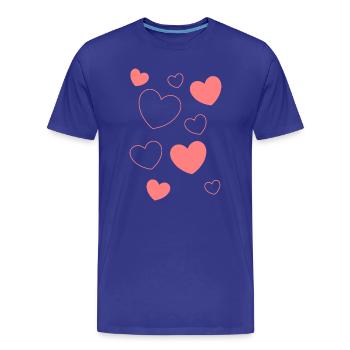 Heart Pink Pattern Heart Pattern Gift Heart Pattern - Men's Premium Organic T-Shirt - royal blue - Front - Damien (186cm)
