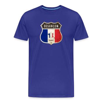 Besançon France Coat of Arms Flags Design - Men's Premium Organic T-Shirt - royal blue - Front - Damien (186cm)