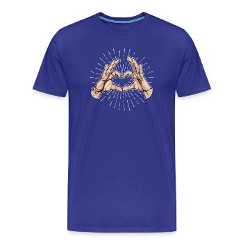 Cœur Paix Amour Humanité Mouvement pour la Paix - T-shirt bio Premium Homme - bleu roi - Devant - Damien (186cm)