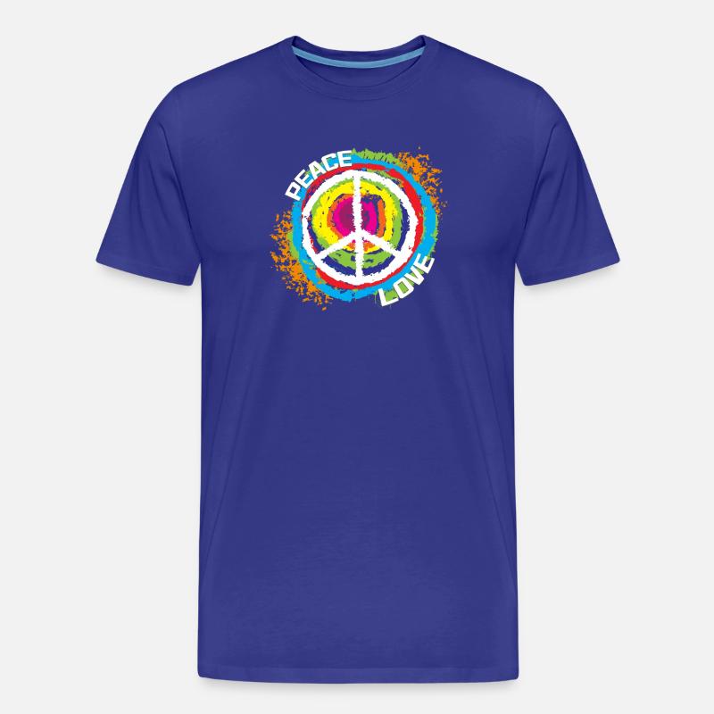 Liebe Frieden Spruch Friedenszeichen Weltfrieden - Männer Premium Bio T-Shirt - Königsblau