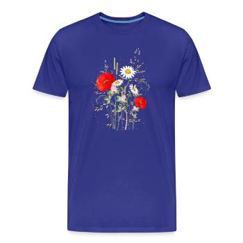 belle prairie d’été fleurie avec des coquelicots - T-shirt bio Premium Homme - bleu roi - Devant - Damien (186cm)