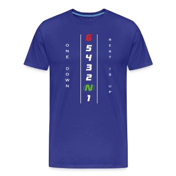 Changement de vitesse moto 1N23456 - ONE DOWN REST UP - T-shirt bio Premium Homme - bleu roi - Devant - Damien (186cm)